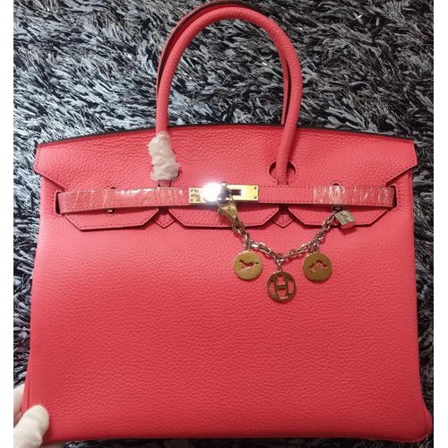 Hermès Birkin 35cm-es Licsi Bőr Szállító Táska HB35GL Cseresznye Színű
