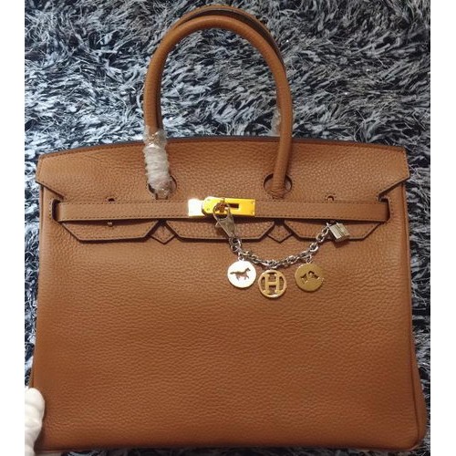 Hermès Birkin 35cm-es Licsi Bőr Szállító Táska HB35GL Bézs Színű