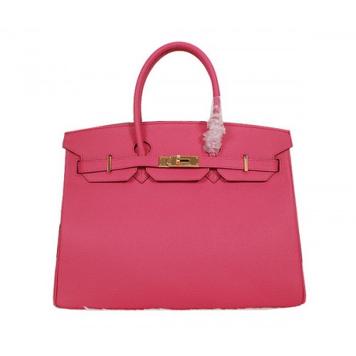 Hermès Birkin 35cm Szállít Táska Rózsaszín Clemence Bőr H35 Arany