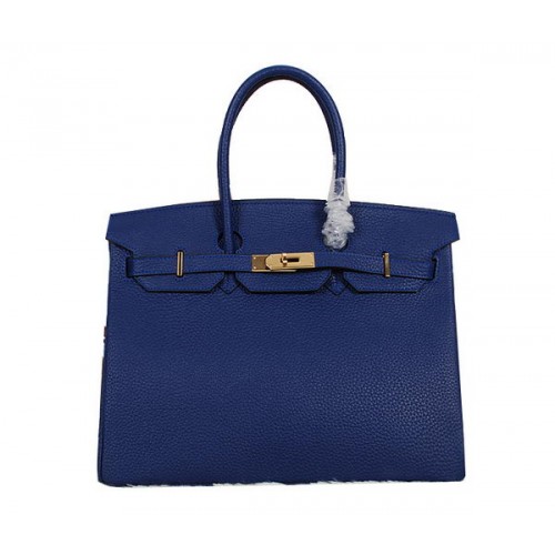 Hermès Birkin 35cm Szállít Táska Királykék Clemence Bőr H35 Arany