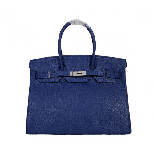 Hermès Birkin 35cm Szállít Táska Királykék Clemence Bőr H35 Ezüst
