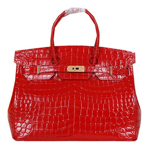 Hermès Birkin 35cm Szállít Táska Fényes Krokodilbőr H35C Piros