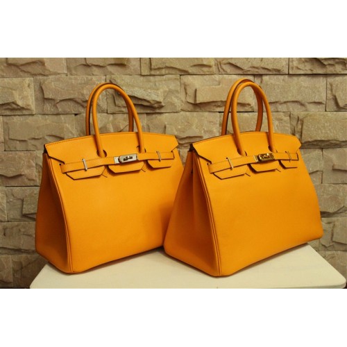 Hermès Birkin 35CM Szállít Táska Sárga Clemence Bőr H6089 Arany/Ezüst