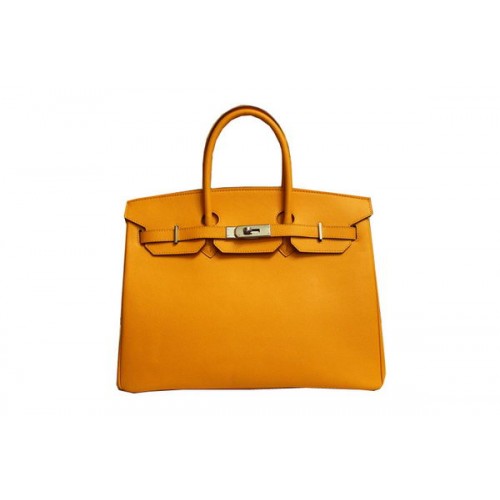 Hermès Birkin 35cm Szállít Táska Sárga Eredeti Bőr BK35 Arany