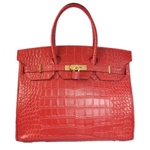 Hermès Birkin 35cm Szállít Táska Krokodilbőr Togo Piros Arany