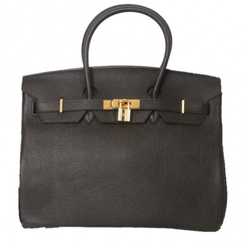 Hermes Birkin 35cm Szállít Táska Sima Togo Bőr Fekete Arany