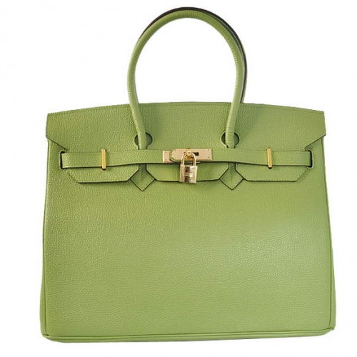 Hermes Birkin 35cm Szállít Táska Sima Togo Bőr Zöld Arany