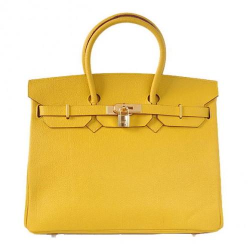 Hermes Birkin 35cm Szállít Táskák Sima Togo Bőr Sárga Arany