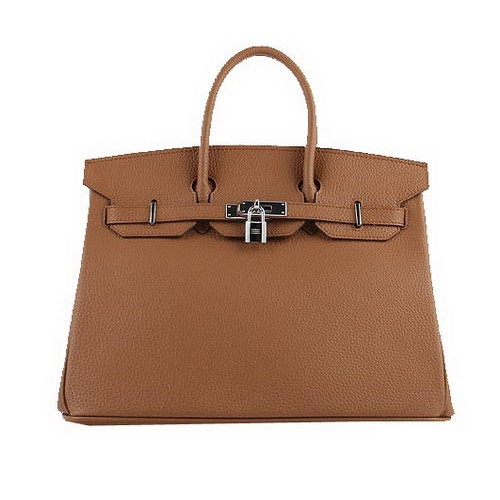 Hermès Birkin 35cm Szállít Táska Bézs Szemcsés Bőr H-35 Ezüst