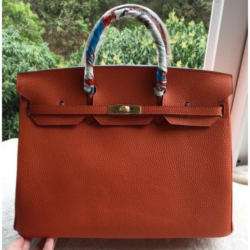 Hermès Birkin 40CM Táska Eredeti Bőr BK40 Narancssárga