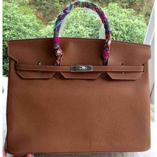 Hermès Birkin 40cm Táska Búza Licsi Bőr BK40 Ezüst