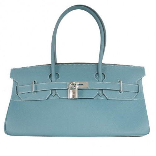 Hermès Birkin 42cm JPG Birkin Togo Bőr Kék Táska Ezüst Hardverekkel