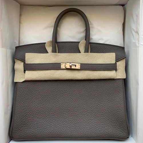 Hermès Birkin Táska Eredeti Bőr 35CM 17825 Bádog Szürke