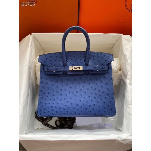 Hermès Birkin Táska Eredeti Bőr Struccbőr HBK2530 Sötétkék