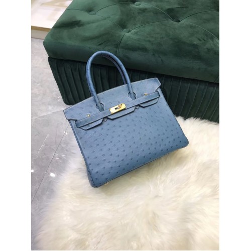 Hermès Birkin Táska Eredeti Bőr Struccbőr HBK2530 Kék