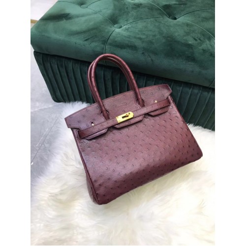 Hermès Birkin Táska Eredeti Bőr Struccbőr HBK2530 Bordó