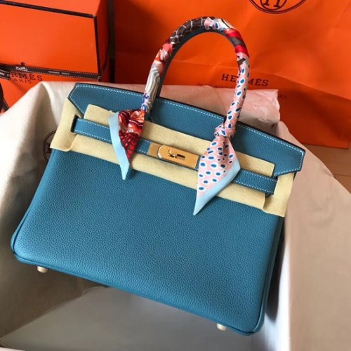Hermès Birkin Táska Eredeti Togo Bőr BK35 Kék