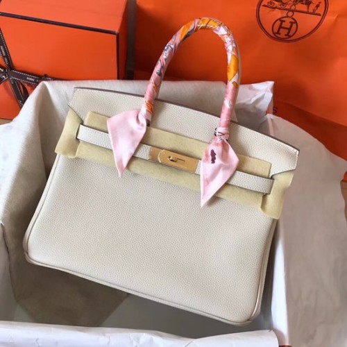 Hermès Birkin Táska Eredeti Togo Bőr BK35 Krémszínű