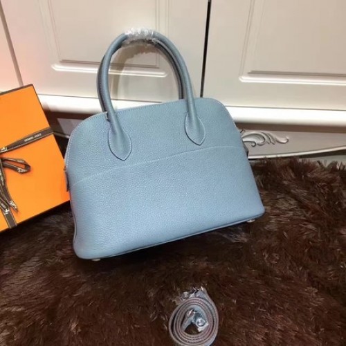 Hermès Bolide 31CM Borjúbőr Szállít Táska B3302 Világoskék