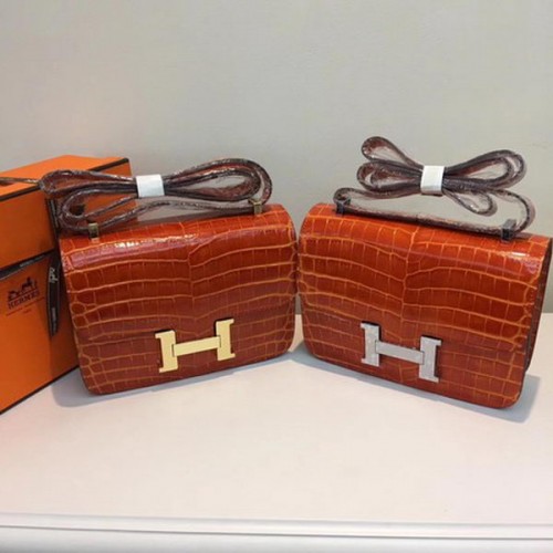Hermès Constance Táska Krokodilbőr H9978C Narancssárga