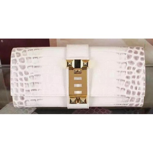 Hermès Krokodilbőr Kuplung H88017 Törtfehér