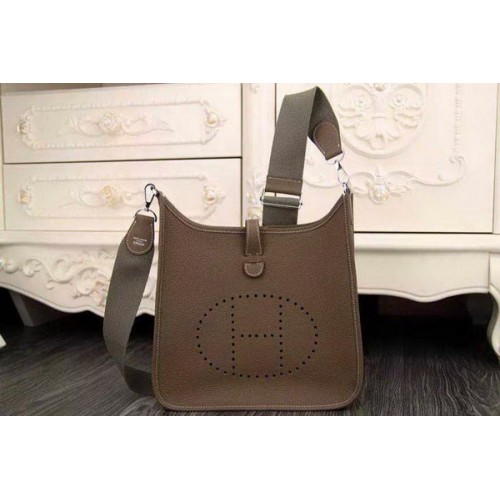 Hermès Evelyne 28cm Messenger Táska Eredeti Bőr H1188 Khaki