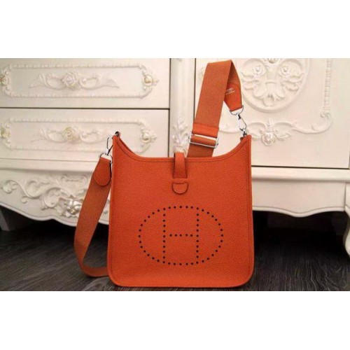 Hermès Evelyne 28cm Messenger Táska Eredeti Bőr H1188 Narancssárga