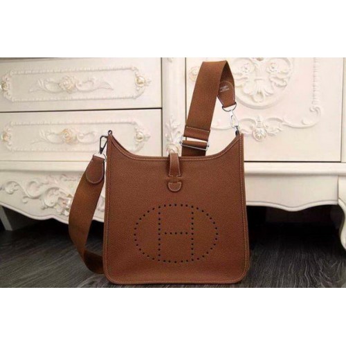 Hermès Evelyne 28cm Messenger Táska Eredeti Bőr H1188 Bézs