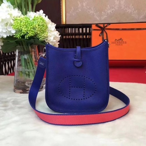 Hermès Evelyne mini 17cm Messenger Táska Eredeti Marhabőr H1187 Kék