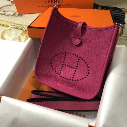 Hermès Evelyne mini 17cm Eredeti Marhabőr Messenger Táska H1187 Rózsaszín