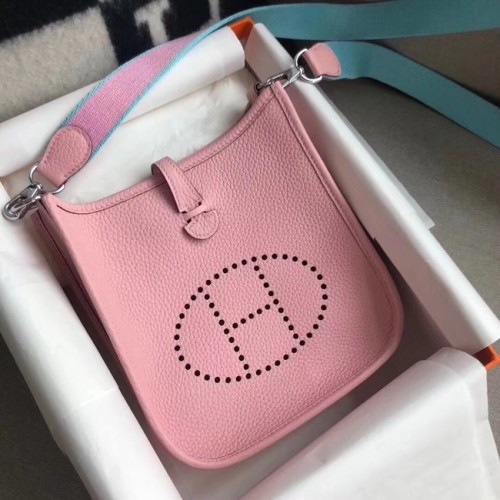 Hermès Evelyne eredeti togo bőr mini válltáska H15698 rózsaszín