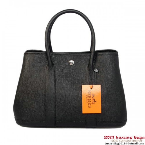 Hermès Garden Party 30cm Táska Marhabőr A1288 Fekete
