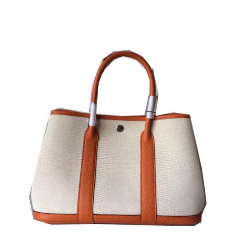 Hermès Garden Party 30cm Táska Vászon Bőr H11S Narancssárga