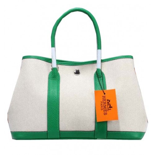 Hermès Garden Party 30 cm-es vászontáska világoszöld színben
