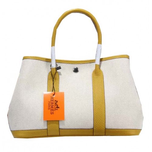 Hermès Garden Party 30 cm-es vászontáska, sárga