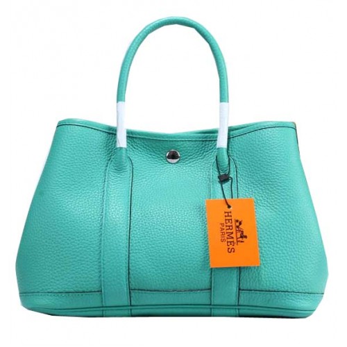 Hermès Garden Party 30 cm-es Szemcsés Bőr Táska Világoszöld