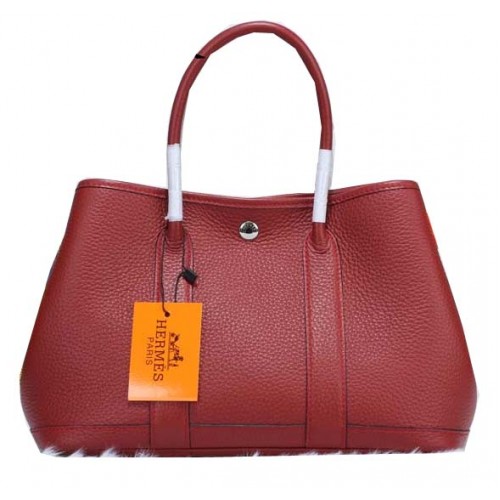 Hermès Garden Party 30 cm-es táska szemcsés bordó bőrből