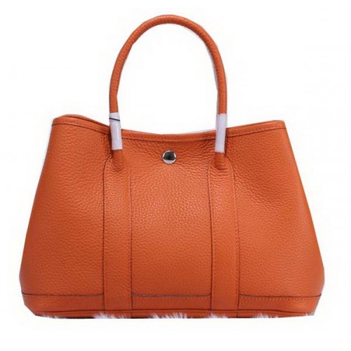 Hermès Garden Party 30 cm-es Szemcsés Bőr Táska Narancssárga