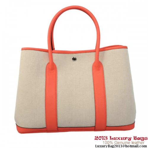Hermès Garden Party 36cm Vászon Bőr Táska A1288 Világospiros