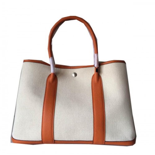 Hermès Garden Party 36cm Táska Vászon Bőr H11M Narancssárga
