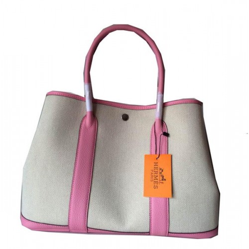 Hermès Garden Party 36cm Vászon Bőr Táska H11M Rózsaszín