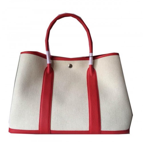 Hermès Garden Party 36cm Táska Vászon Bőr H11M Piros