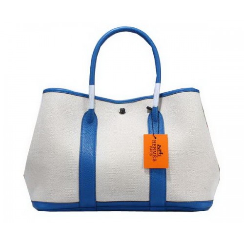 Hermès Garden Party 36 cm-es vászontáska, kék