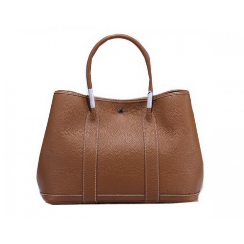 Hermès Garden Party 36 cm-es Szemcsés Bőr Táska Barna