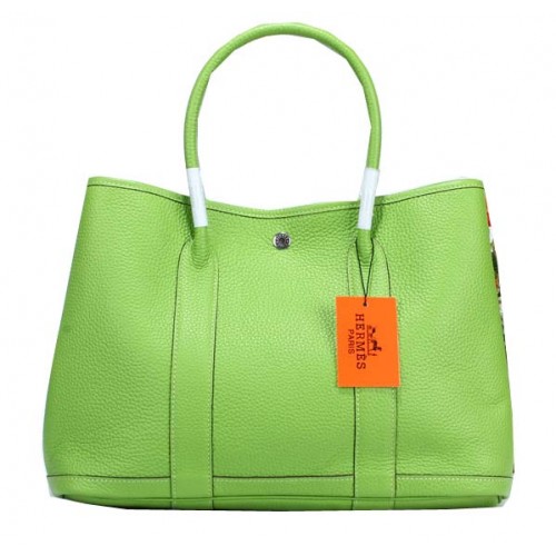 Hermès Garden Party 36 cm-es Szemcsés Bőr Táska Zöld