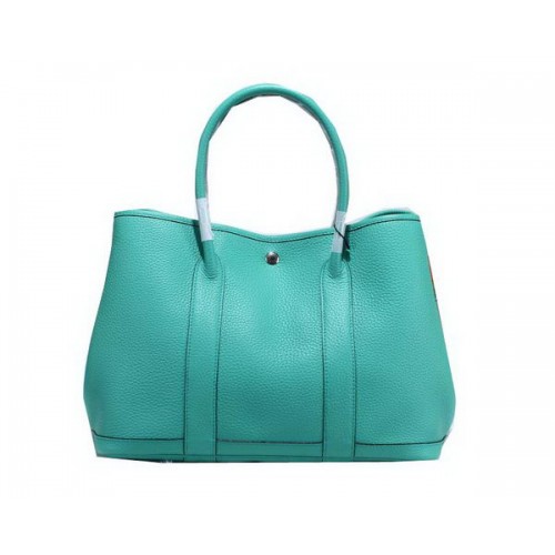 Hermès Garden Party 36 cm-es Szemcsés Bőr Táska Világoskék