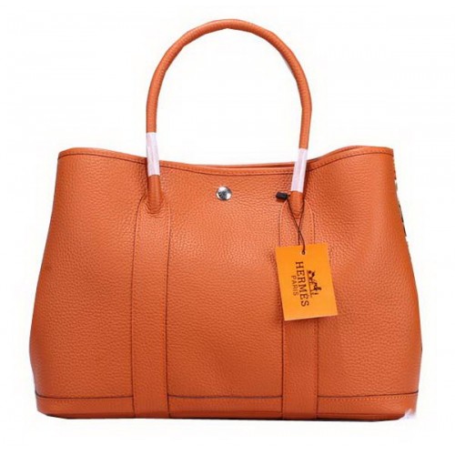 Hermès Garden Party 36 cm-es Szemcsés Bőr Táska Narancssárga
