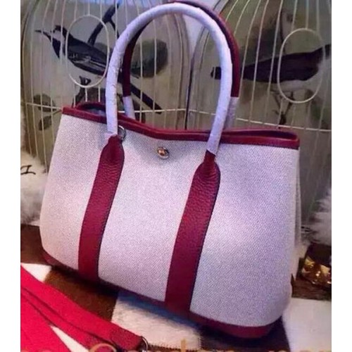 Hermès Garden Party 36 cm-es vászon táska HGP1927 bordó színben