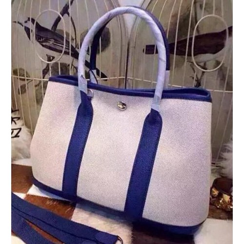 Hermès Garden Party 36 cm-es vászon táska HGP1927 királykék színben