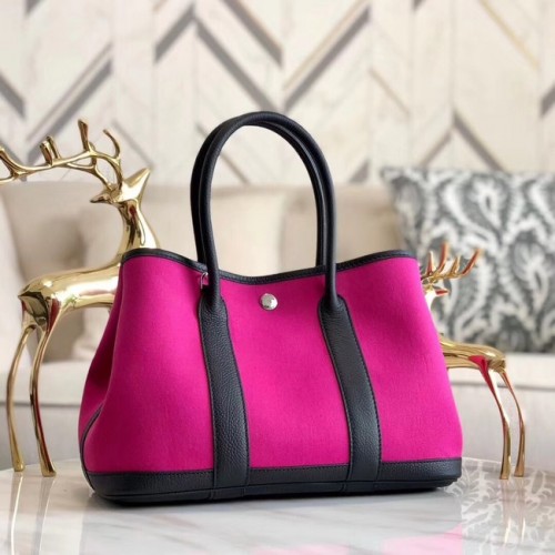 Hermès Kerti Party 36 cm-es Táska Eredeti Bőr A3698 Rózsaszín